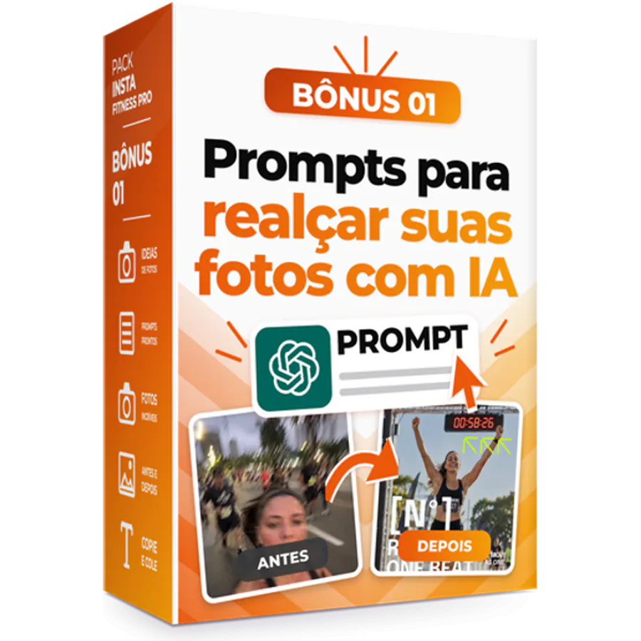 Caixa do Bônus 1: prompts de IA para valorizar as fotos do seu treino